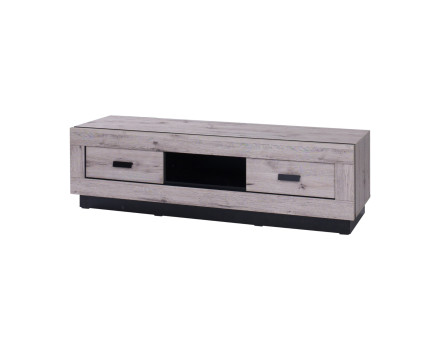 Otis - meuble TV bois gris 2 tiroirs et 1 niche 170 cm