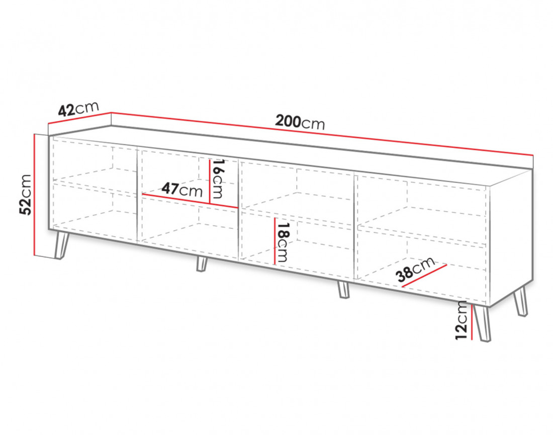 Chloe - meuble tv - style contemporain - 200 cm