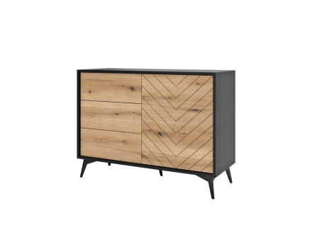 Peter - buffet bas bois et noir - style industriel - 104 cm