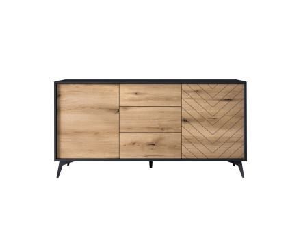 Peter - buffet bas bois et noir - style industriel - 154 cm
