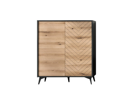 Peter - buffet haut bois et noir - style industriel - 104 cm