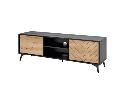 Peter - meuble TV bois et noir - style industriel - 154 cm