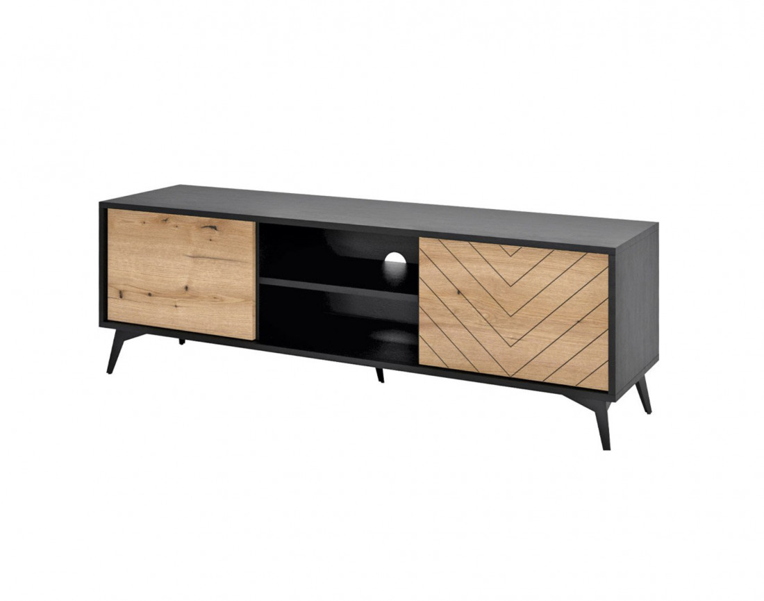 Peter - meuble TV bois et noir - style industriel - 154 cm