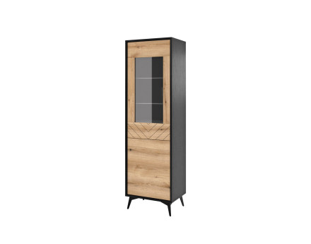 Peter - vitrine bois et noir - style industriel - 54x178 cm
