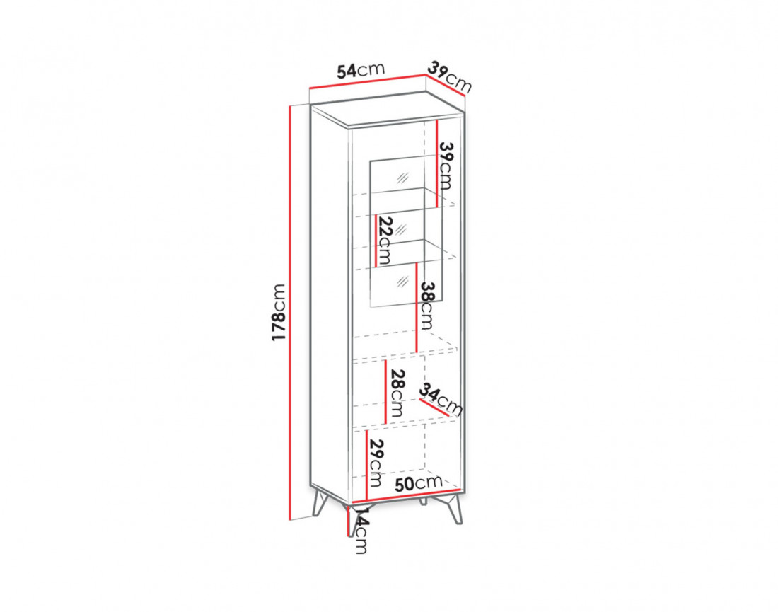 Peter - vitrine bois et noir - style industriel - 54x178 cm