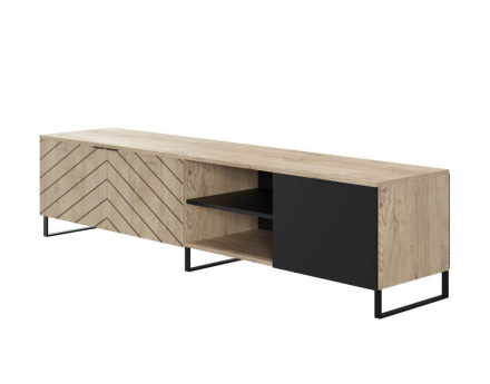BOBOCHIC Auxane - meuble TV bois et noir - style contemporain - 200 cm