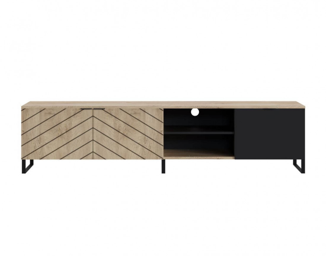 BOBOCHIC Auxane - meuble TV bois et noir - style contemporain - 200 cm