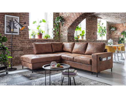 Canapé d'angle gauche 5 places convertible en microfibre Lilly