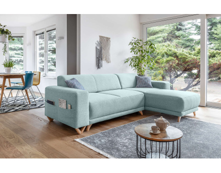 Bella - canapé d'angle réversible convertible 4 places en tissu