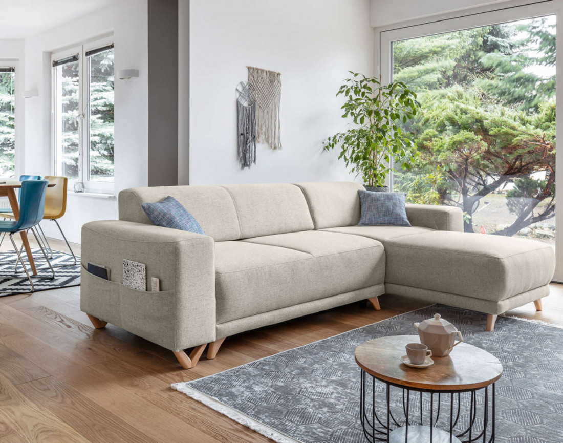 Bella - canapé d'angle réversible convertible 4 places en tissu
