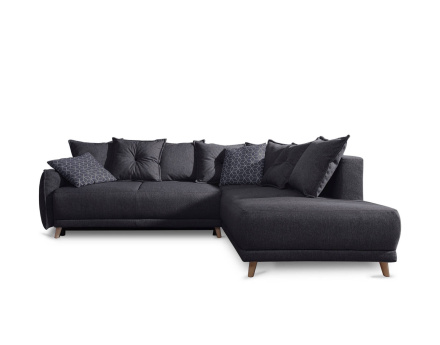 Lena - canapé d’angle droit gris foncé convertible au style scandinave