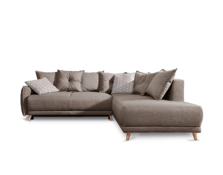 Lena - canapé d’angle droit café latte convertible au style scandinave