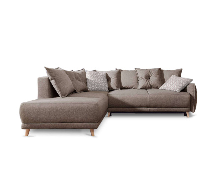 Lena - canapé d'angle gauche convertible - 5 places - latte - style scandinave
