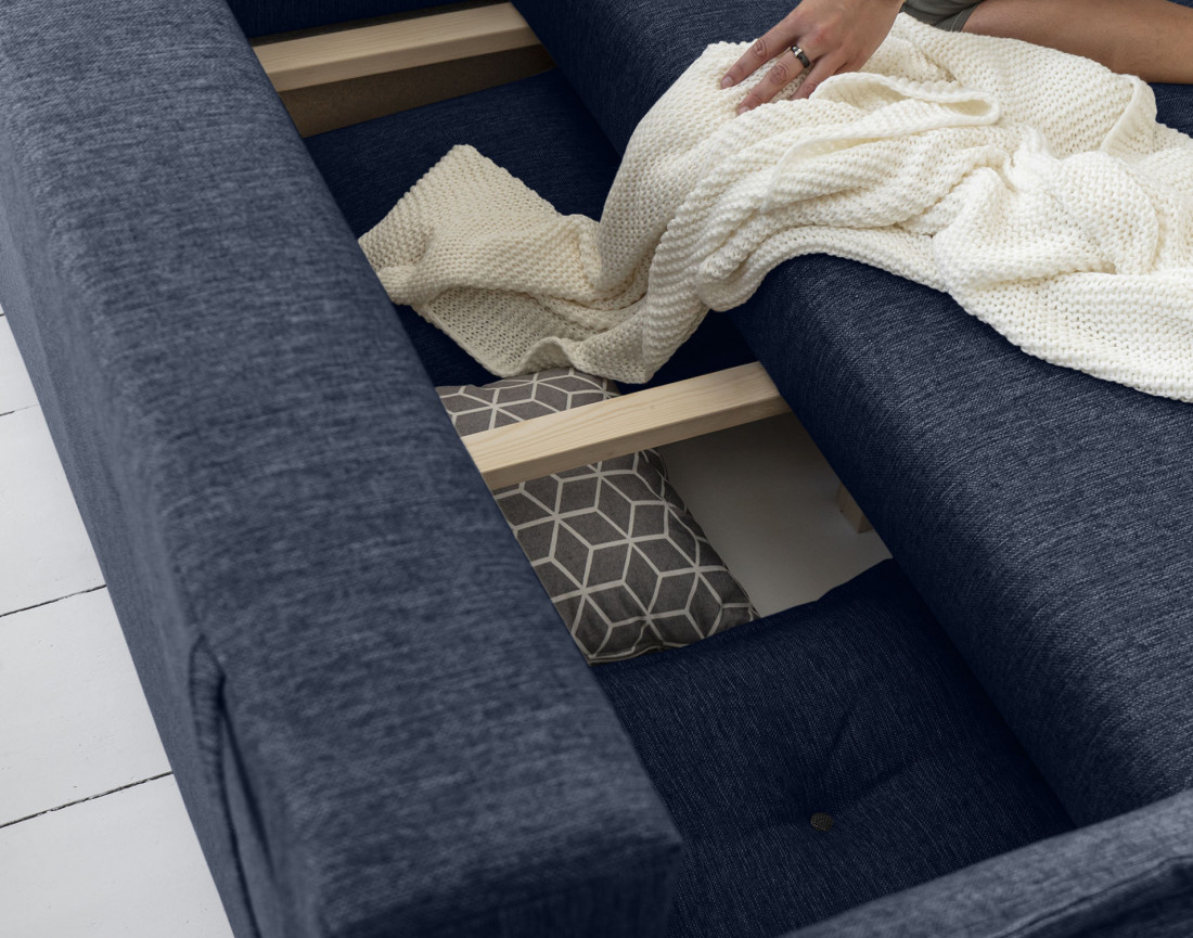 Lena - canapé d'angle convertible - avec coffre - style scandinave - 5 places - droit