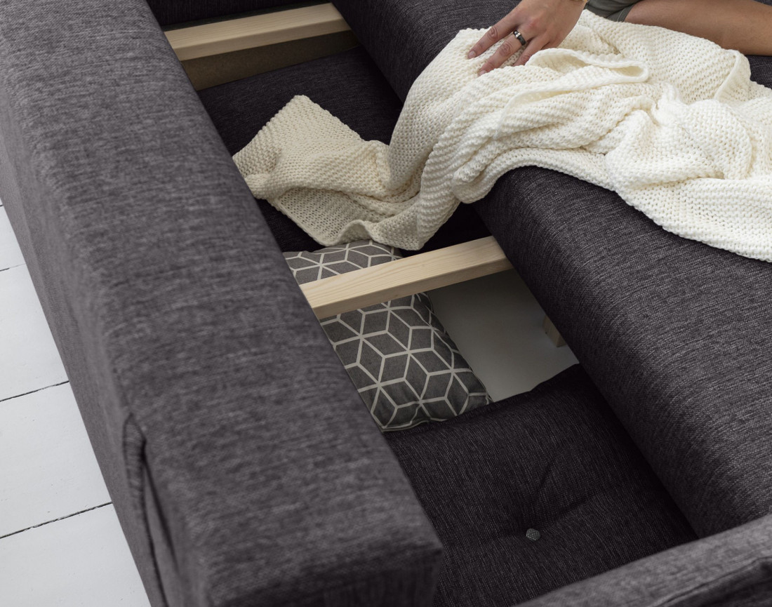 Lena - canapé d'angle convertible - avec coffre - style scandinave - 5 places - droit