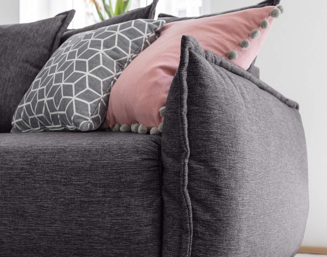 Lena - canapé d'angle convertible - avec coffre - style scandinave - 5 places - droit