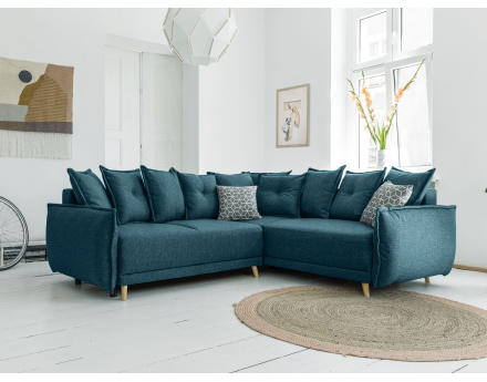 Lena - canapé d'angle convertible - avec coffre - style scandinave - 5 places - droit