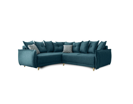 Canapé d'angle convertible Lena 5 places avec coffre style scandinave