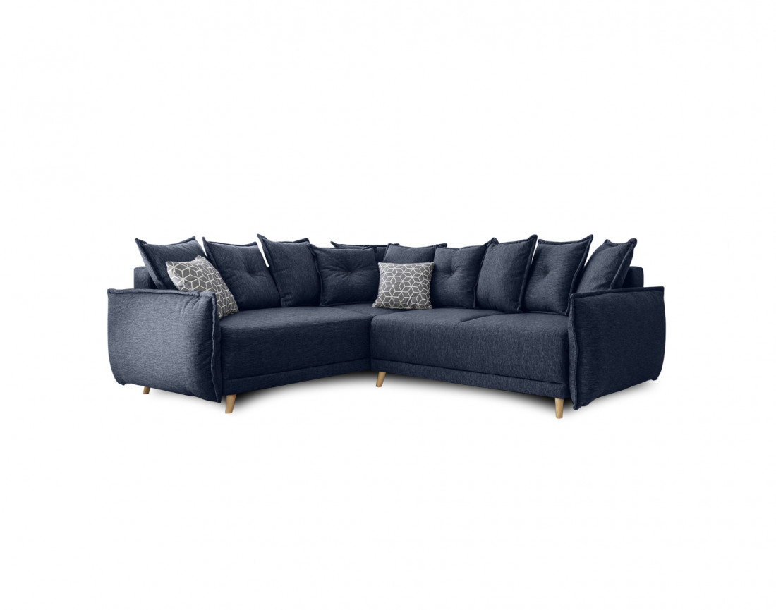 Canapé d'angle convertible Lena 5 places avec coffre style scandinave