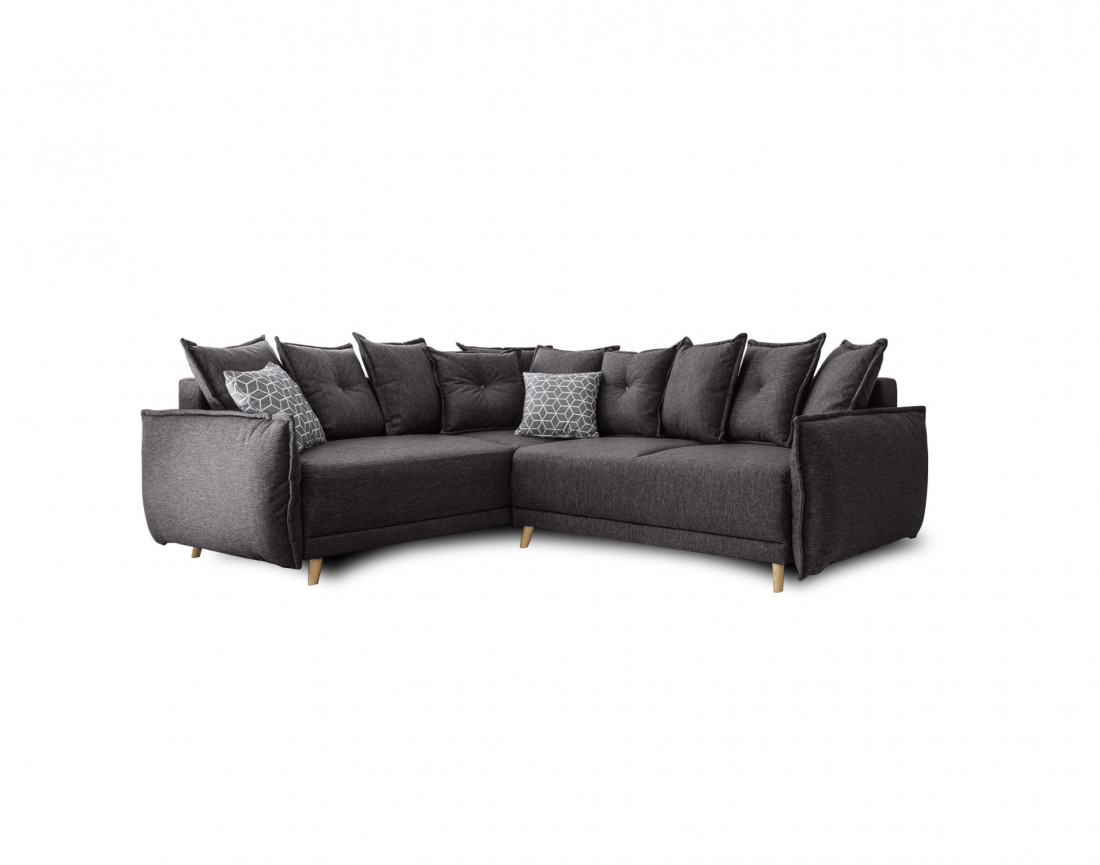 Canapé d'angle convertible Lena 5 places avec coffre style scandinave