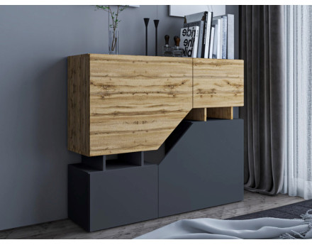 Pitt - Buffet haut de style industriel avec rangements - 120 cm