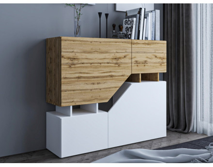 Pitt - Buffet haut de style industriel avec rangements - 120 cm