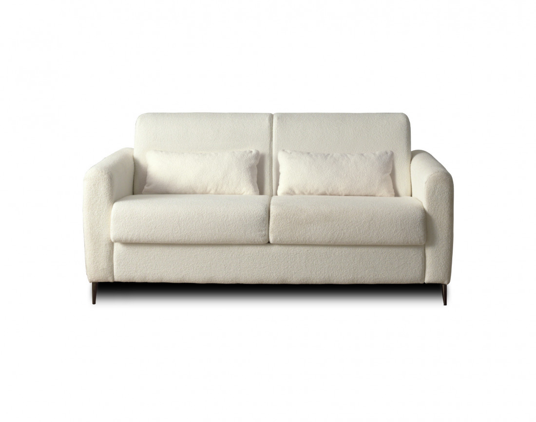 Owen - canapé 3 places convertible en tissu bouclette - couchage quotidien avec ouverture express