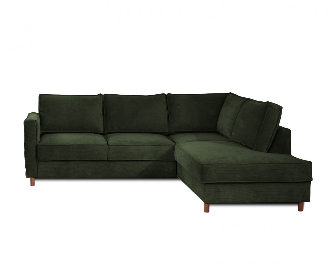 Canapé d'angle droit convertible 5 places en velours côtelé Jake