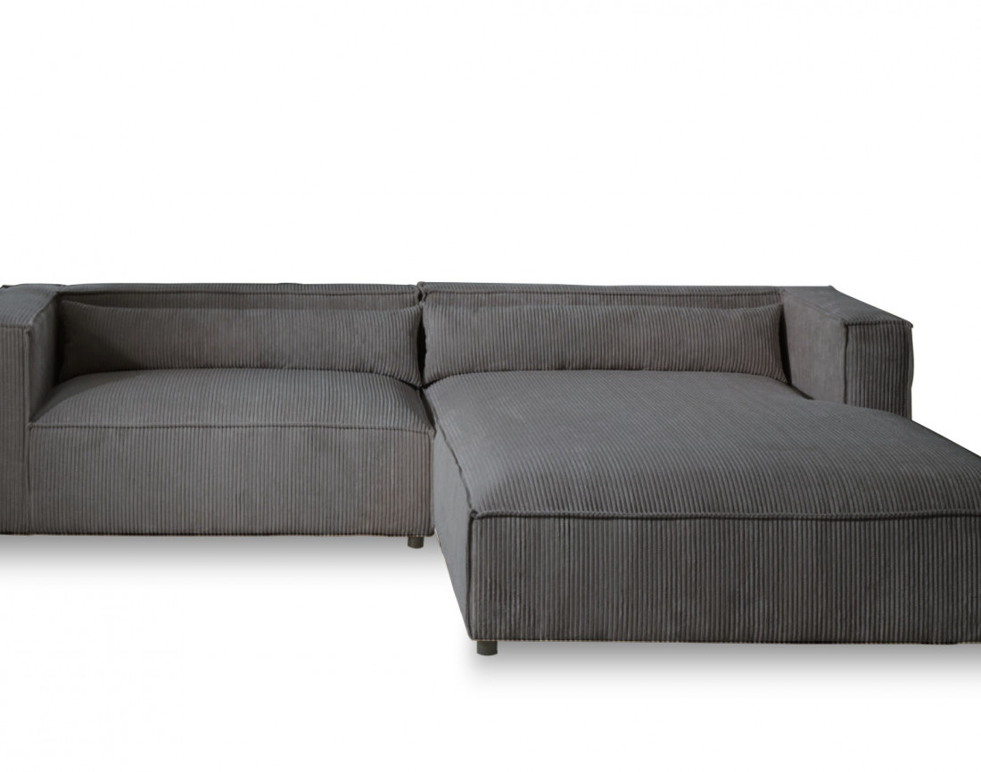 Ela - canapé d'angle droit 4 places en velours côtelé - style contemporain