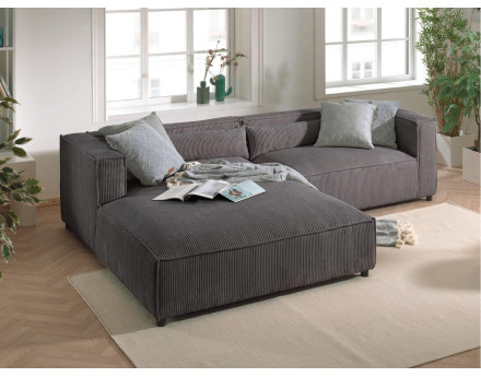 Ela - canapé d'angle gauche 4 places - en velours côtelé - style contemporain