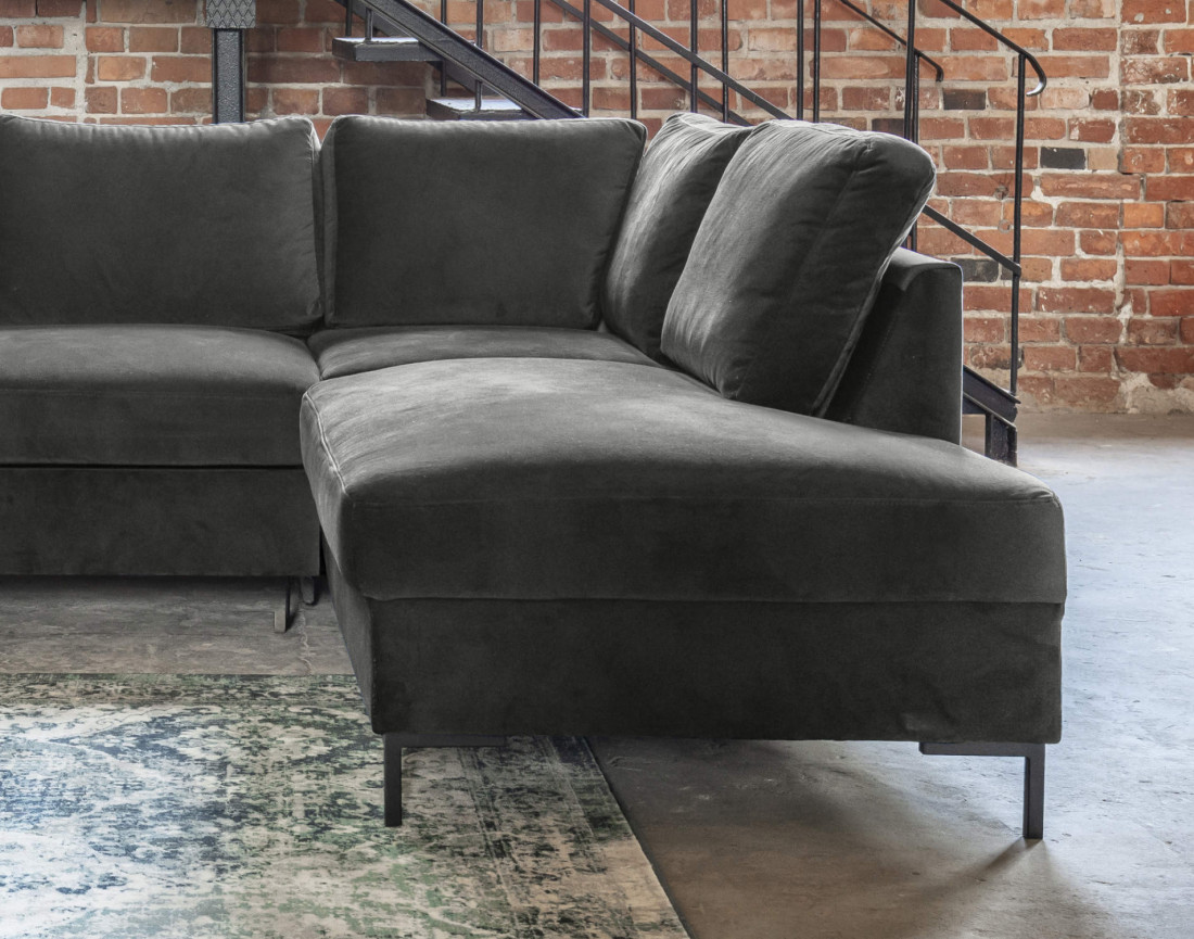 Canapé d'angle droit 5 places convertible en velours Lilly