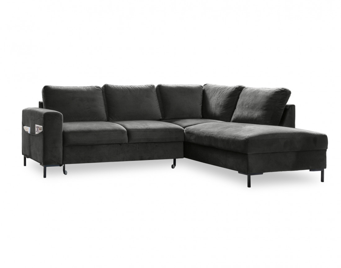 Canapé d'angle droit 5 places convertible en velours Lilly