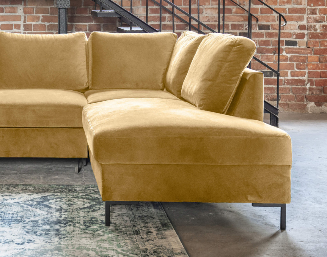 Canapé d'angle droit 5 places convertible en velours Lilly