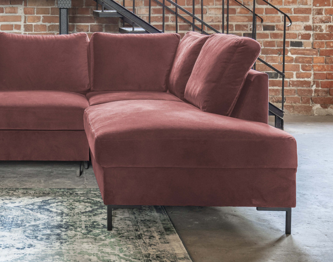 Canapé d'angle droit 5 places convertible en velours Lilly