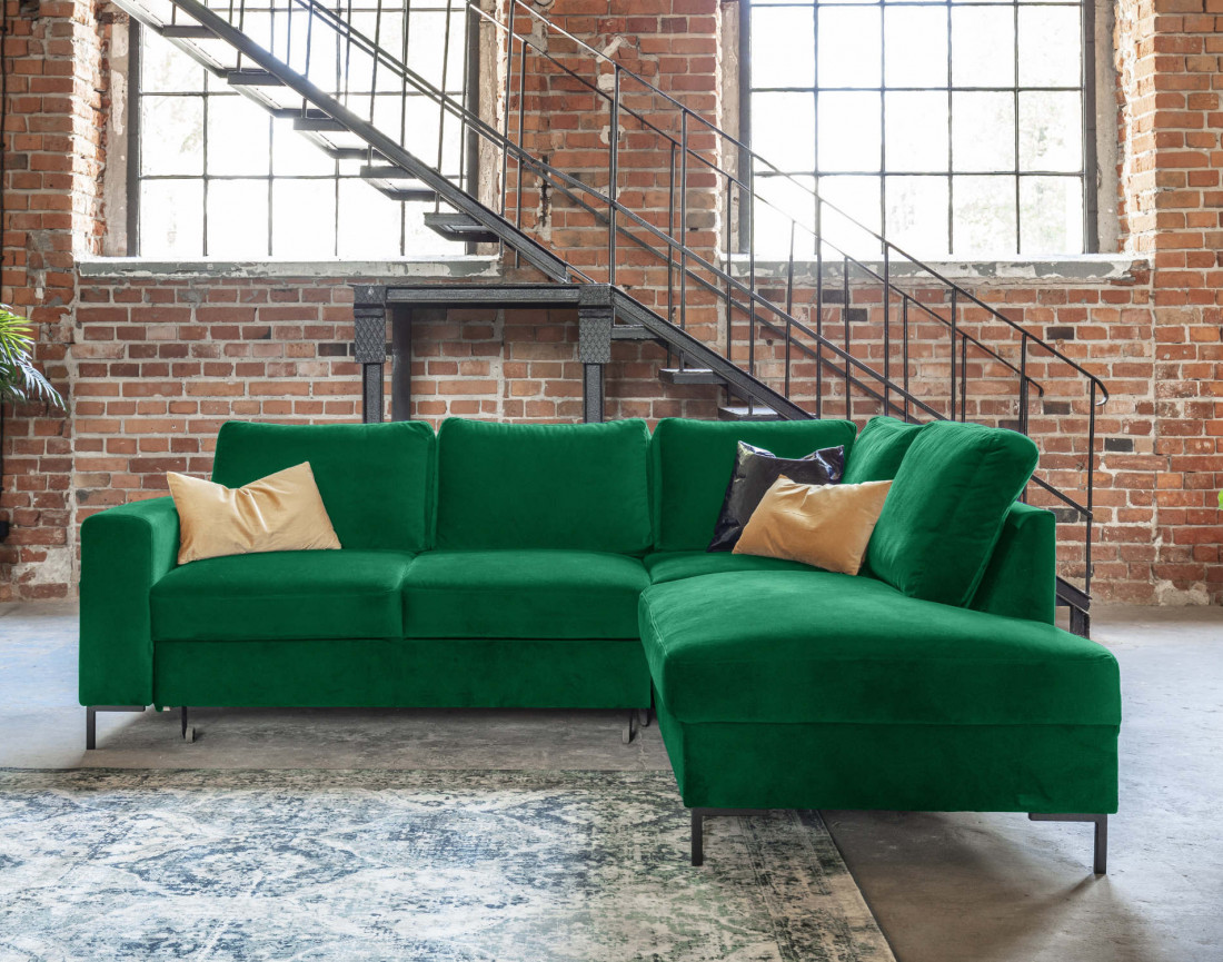 Canapé d'angle droit 5 places convertible en velours Lilly