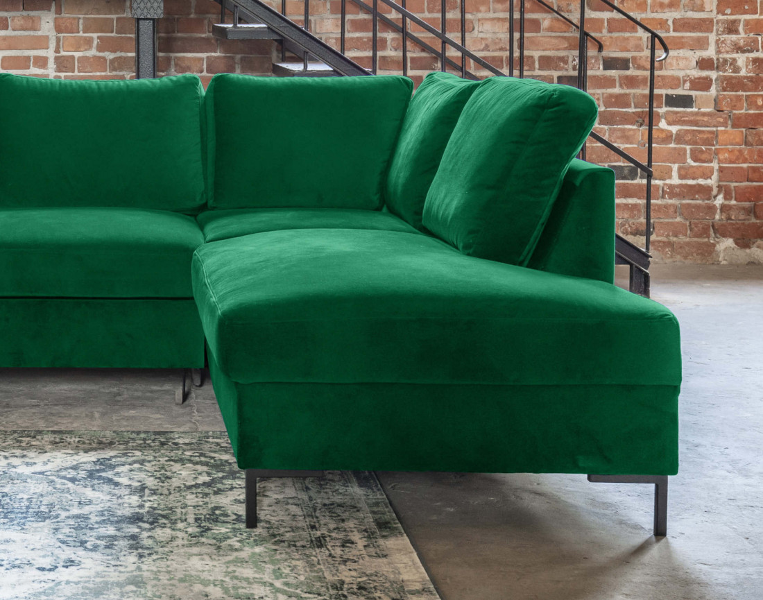 Canapé d'angle droit 5 places convertible en velours Lilly