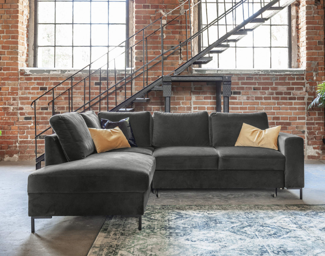 Canapé d'angle gauche 5 places convertible en velours