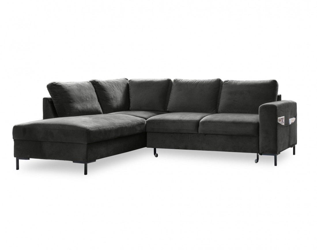 Canapé d'angle gauche 5 places convertible en velours