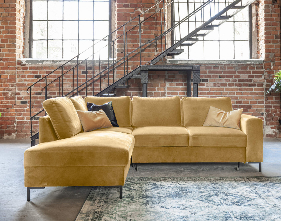 Canapé d'angle gauche 5 places convertible en velours