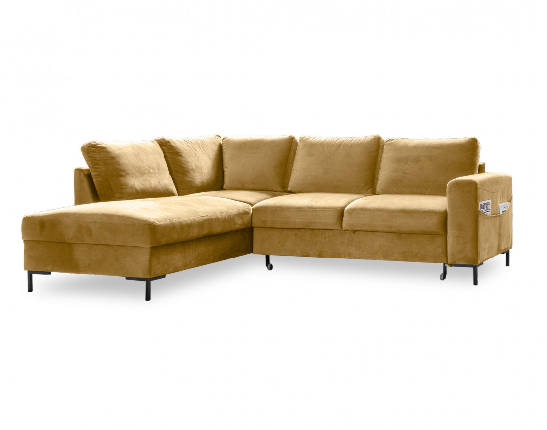 Canapé d'angle gauche 5 places convertible en velours