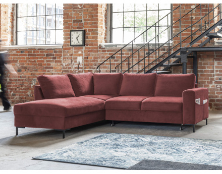 Canapé d'angle gauche 5 places convertible en velours