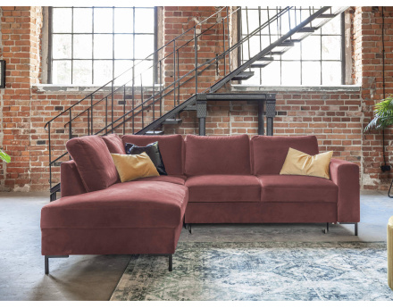 Canapé d'angle gauche 5 places convertible en velours