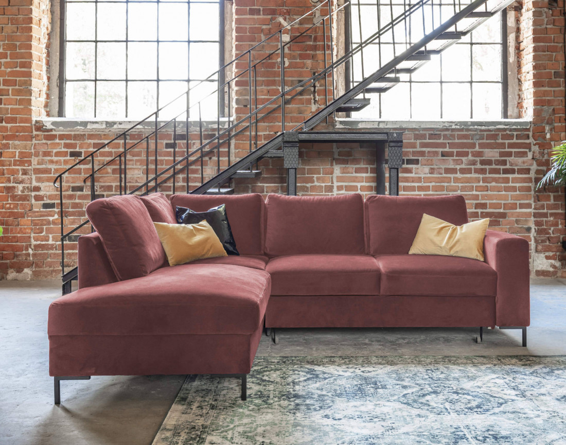 Canapé d'angle gauche 5 places convertible en velours