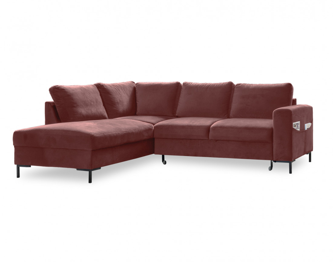 Canapé d'angle gauche 5 places convertible en velours