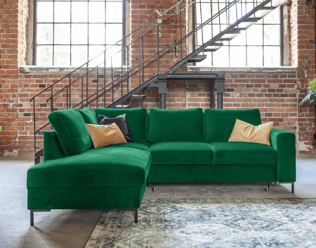 Canapé d'angle gauche 5 places convertible en velours