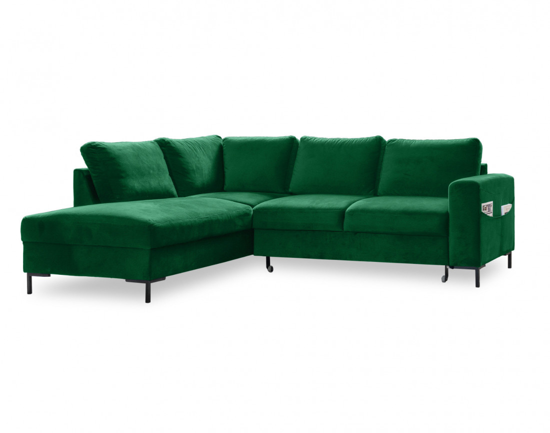 Canapé d'angle gauche 5 places convertible en velours