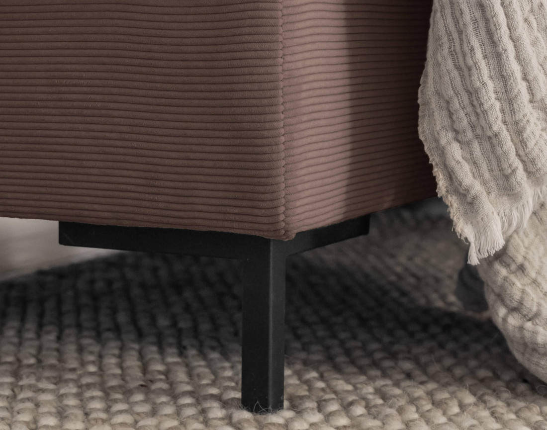 Canapé d'angle gauche 4 places convertible avec coffre en velours côtelé Lilly