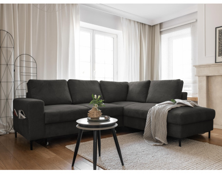 Canapé d'angle droit 5 places convertible en velours côtelé Lilly