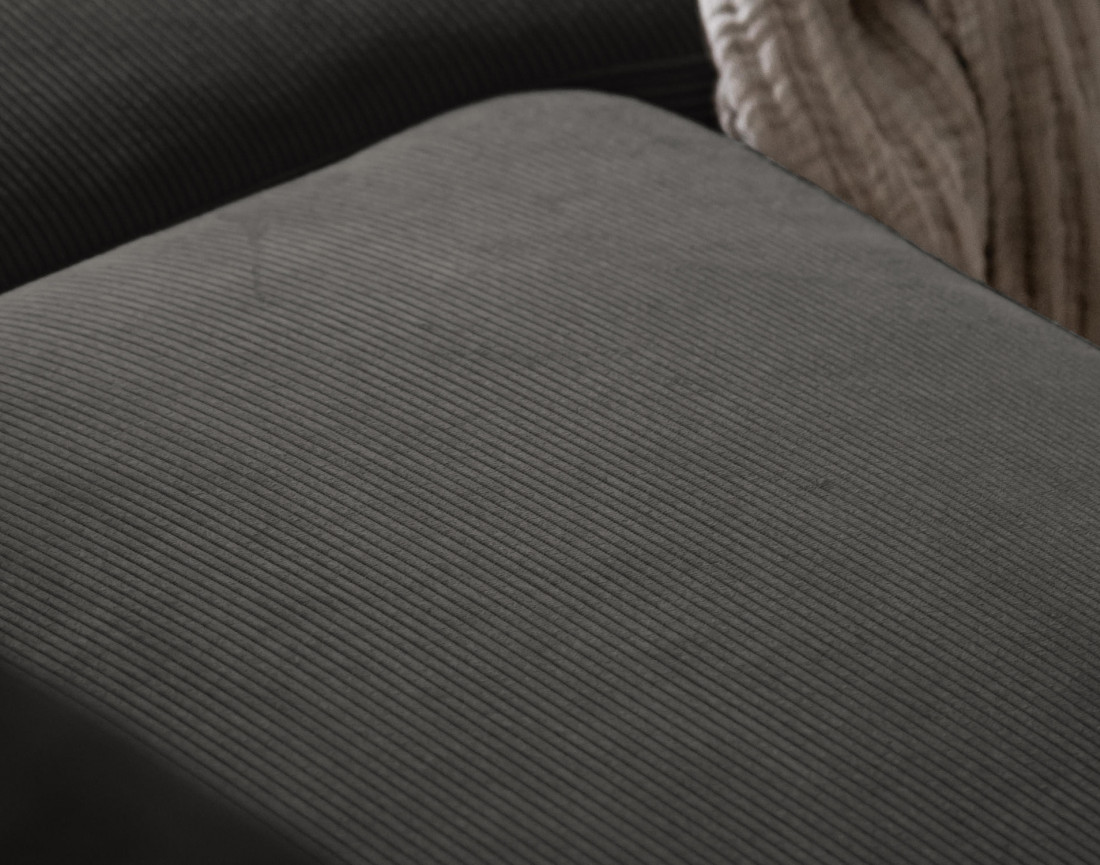 Canapé d'angle gauche 5 places convertible en velours côtelé Lilly