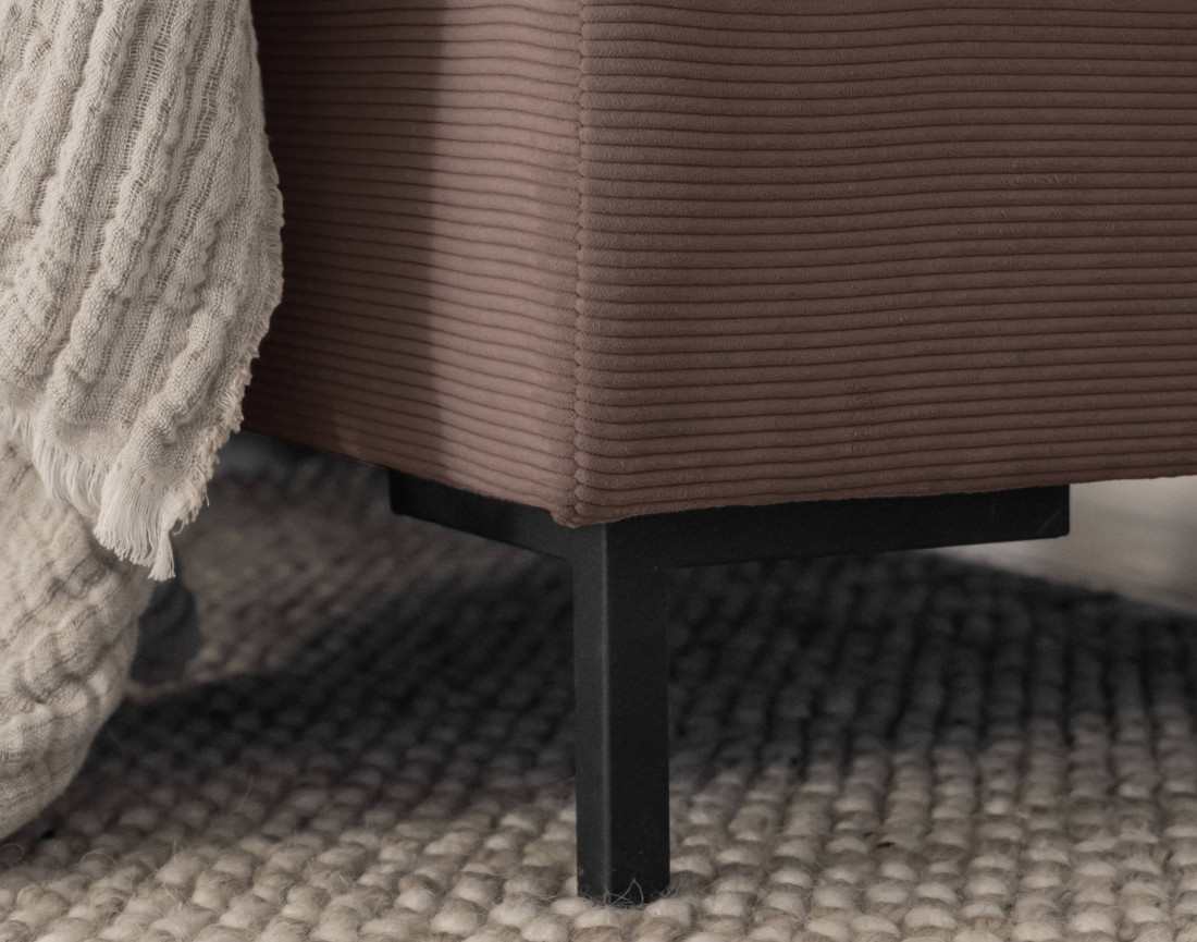 Canapé panoramique d'angle droit 7 places convertible avec coffre en velours côtelé Lilly